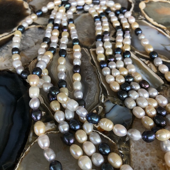 Multi Color Strand Freshwater Pearl Necklace 100" - Picture 11 of 11